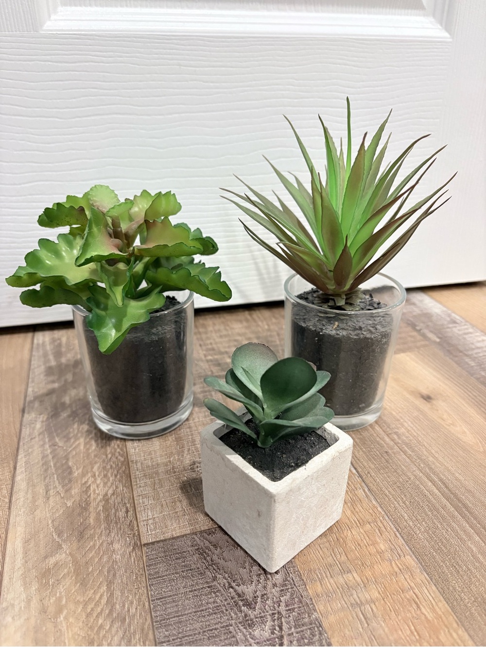 Set of Three Faux Succulent Accents in Green - Unbranded